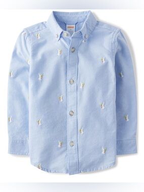 Gymboree  Boys Light Blue Oxford Shirt with Bunny Embroidery